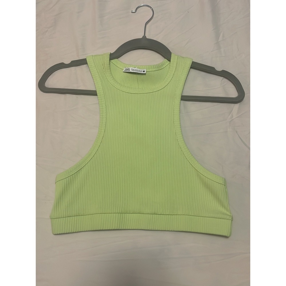 Zara Crop‎ Top Bra Size M Green